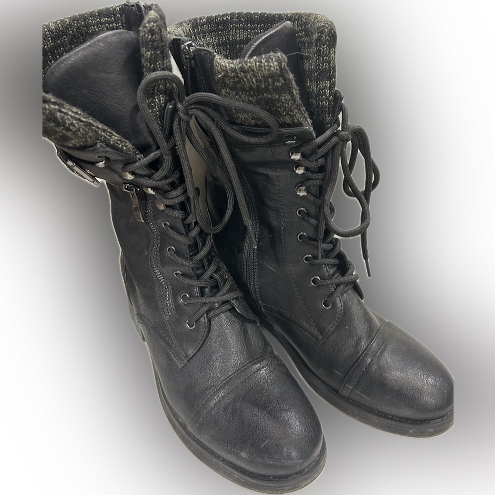 Women's Mid Calf Combat Riding Boots